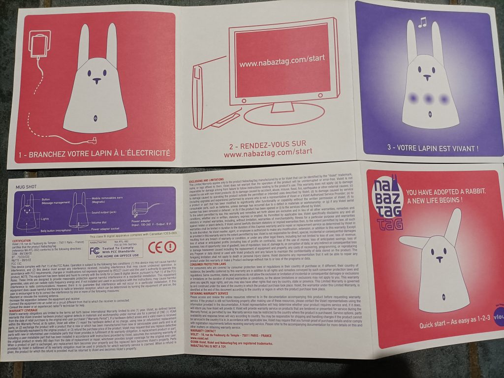 1ere version mode d'emploi Nabaztag:tag