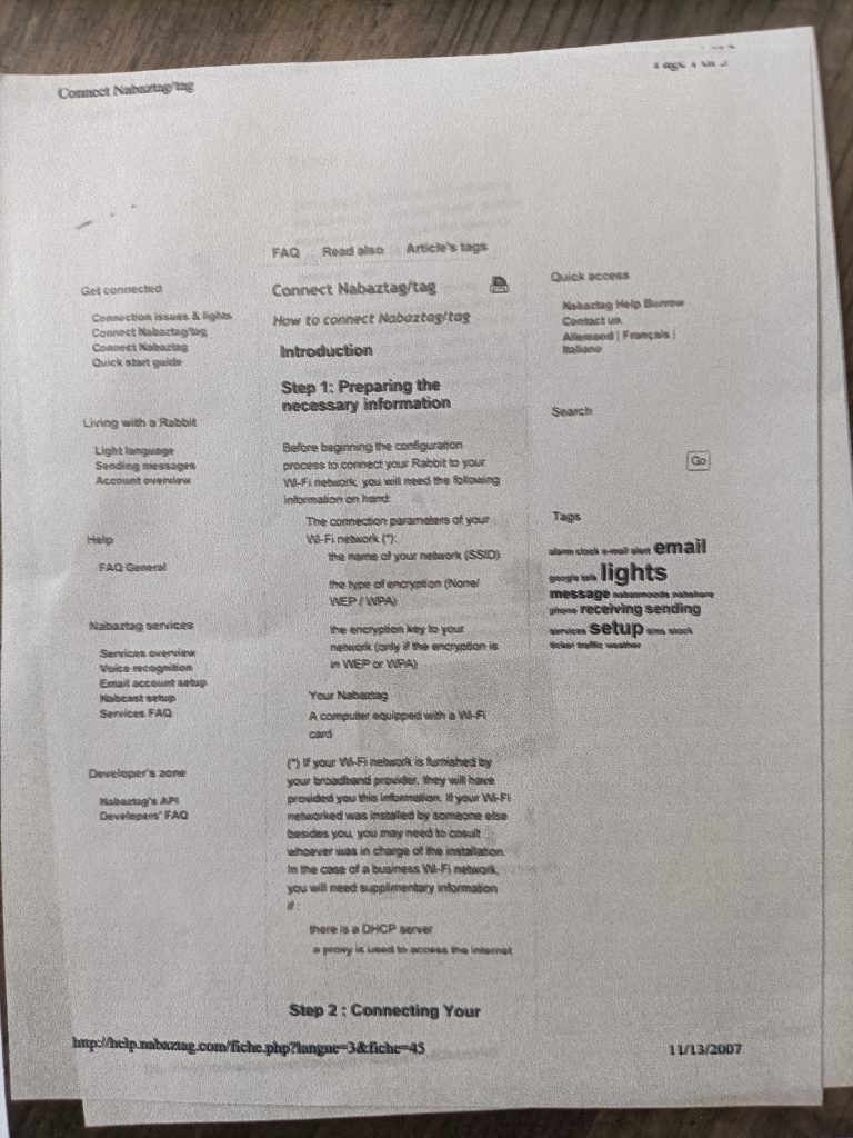 documents instalation nabaztag